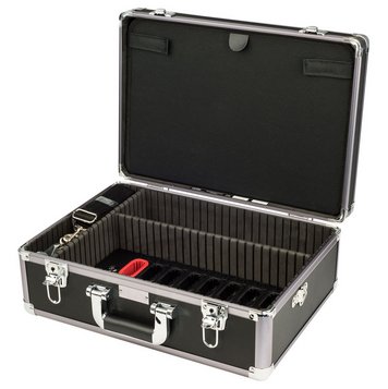 The hard case offers space for a complete ListenTALK set with up to 16 devices, a charging station and accessories. Power can be connected directly to the case.