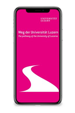 Splashscreen of the app "The Path to the University of Lucerne"