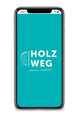 Welcome page of the app Holzweg